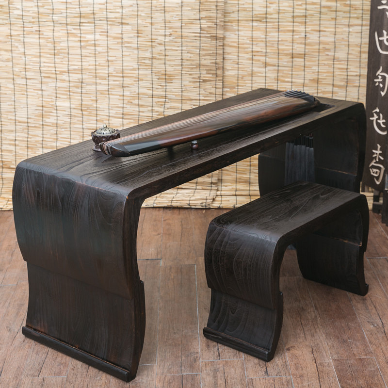 【七韵】 古琴桌 烧桐木古琴桌榫卯一体 教学桌 老师教学桌