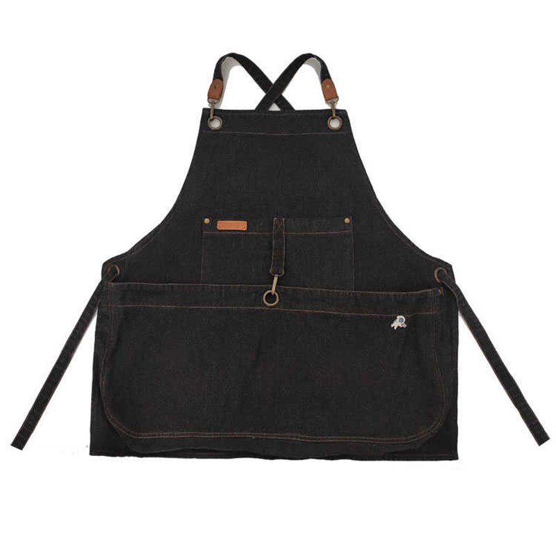 中款牛仔围裙定制logo户外画画烘焙园艺大口袋工作服美甲师厨房