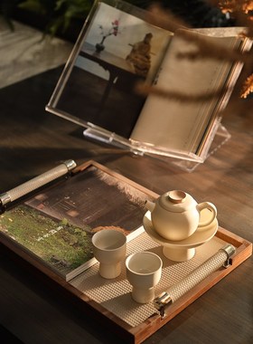 【八度空间】奶油风样板间售楼处飘窗装饰摆件套装茶具亚克力书立