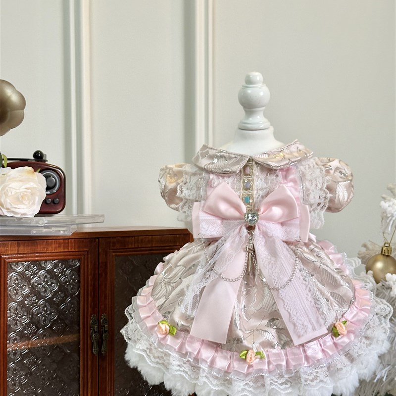 AW高定手工布偶无毛猫高级感缎面刺绣提花狗狗甜美风精致聚会款式