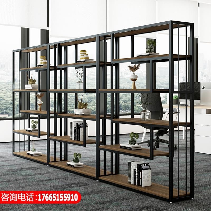 餐厅花架镂空铁艺屏风隔断办公室隔断置物架落地书架工业风装饰柜