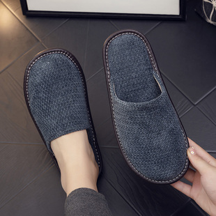 四季居家用布艺棉拖鞋男女室内防B滑软底地板家居春秋拖鞋厚底冬