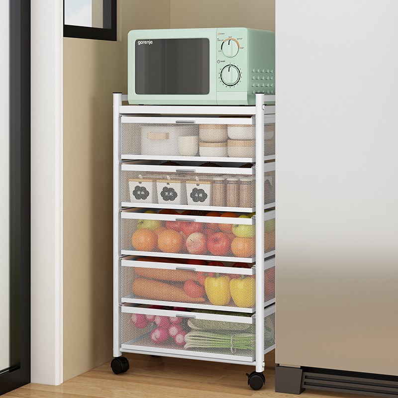 厨房收纳置物架落地多层放水果蔬菜抽屉式夹缝隙储物柜家用菜篮子