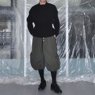 格纹向内抽绳阔腿七分裤 7440 SS25