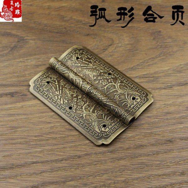 中式仿古纯铜合页柜门明装折页弧形铰链可脱卸明清家具铜配件
