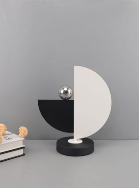 北欧简约金属黑白几何摆件创v意样板房书房客厅家居玄关工艺品摆