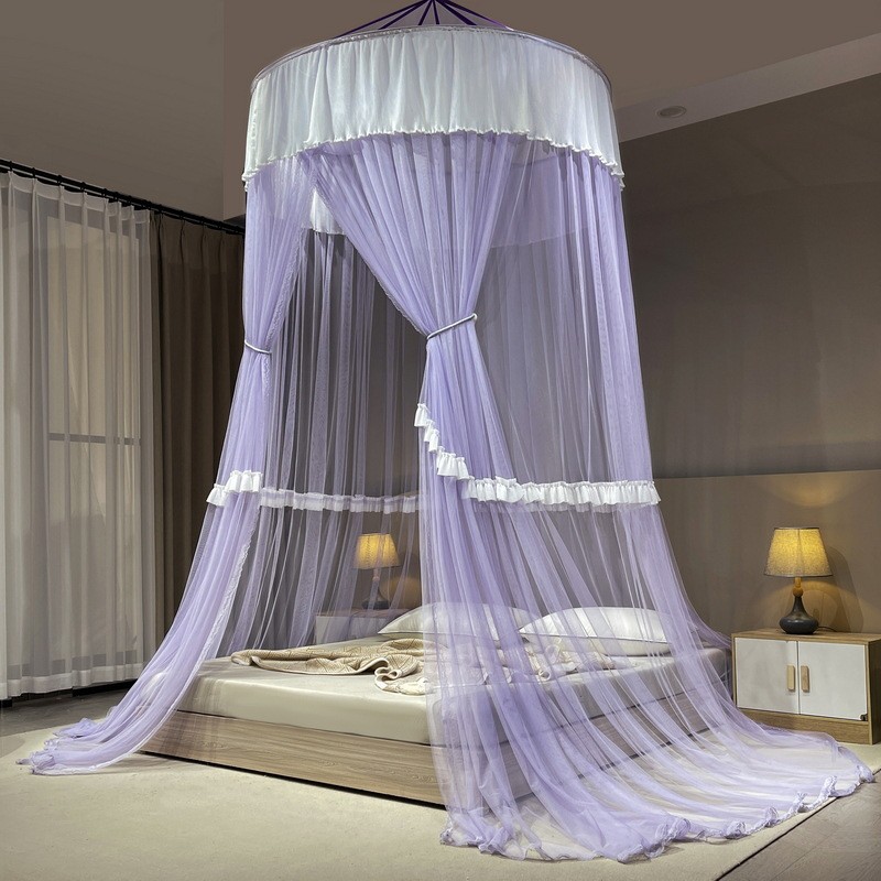 加宽加大吊顶蚊帐 圆顶公主风落地送吸盘粘勾大O床Q拼小床大号2.5