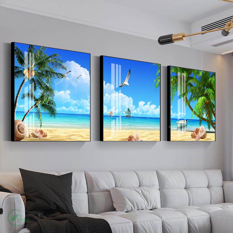 EQ4客厅饰画现装代简约沙发F背景壁画挂F75T876M画海墙画海边风景