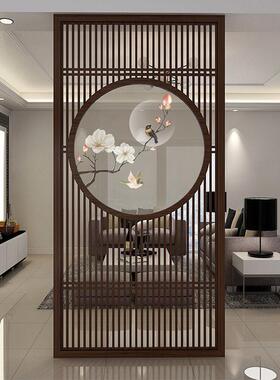 新柜中实木屏风隔断客厅现代约入户玄关进式简门入OIF户家用镂空装饰