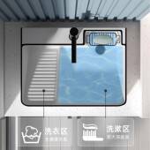 手阳陶瓷洗衣盆带搓板槽台上盆洗衣台池侧755排左右侧下水洗台盆