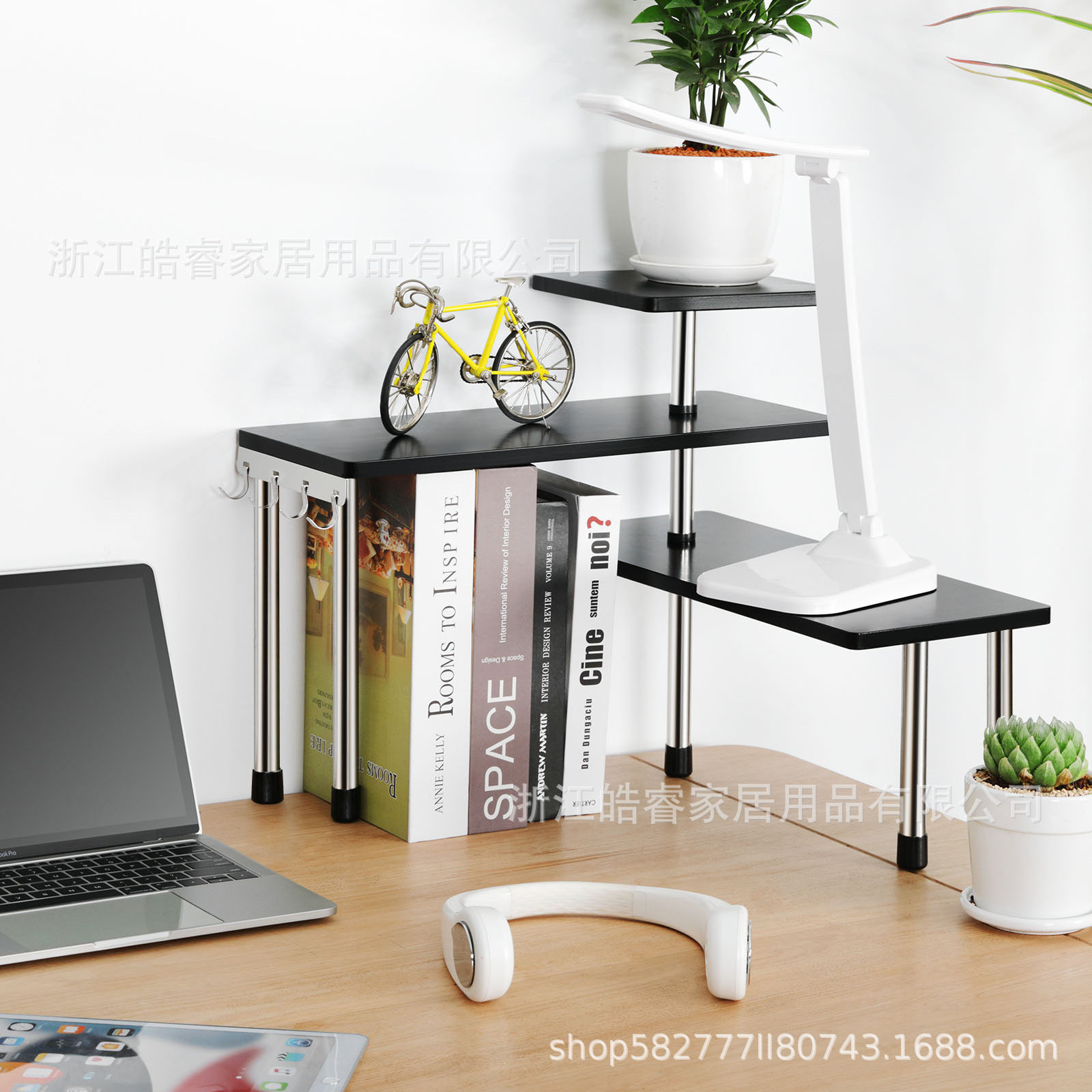家用厨房调味架转角桌面式调料整理厨房置物架三层双腿竹制置物架