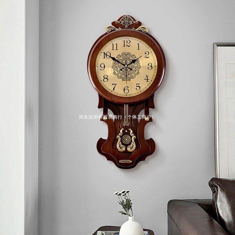 4FD新款式轻奢复古机芯挂高挡时尚钟AL100050大气实静音厅木欧质