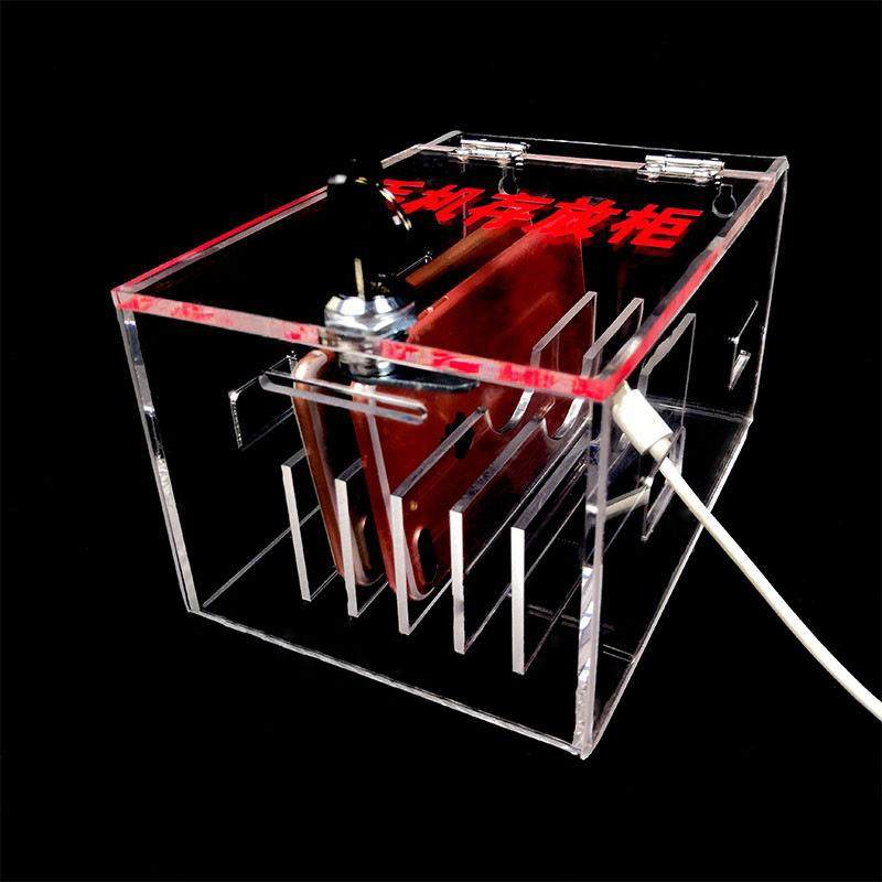 源手机存放手盒带锁收纳保管箱员头工可定有SJH45413机玻透璃明存