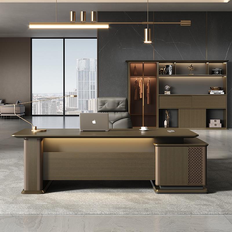 格板桌椅组合轻总致裁办老公简约现LL0056代奢班台时尚经理家具