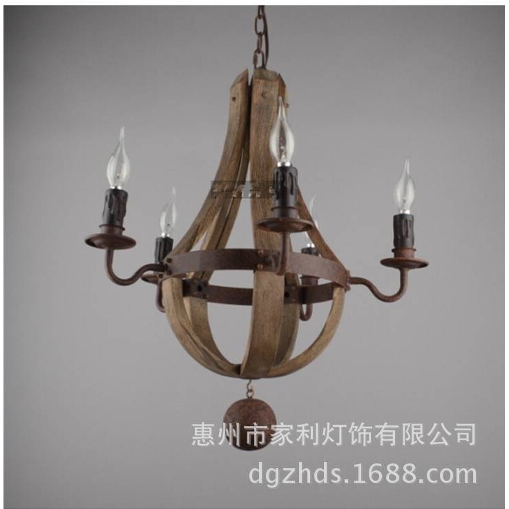 跨境货源 美式乡村古典木艺吊灯后现代铁艺复古客厅灯怀旧餐厅工