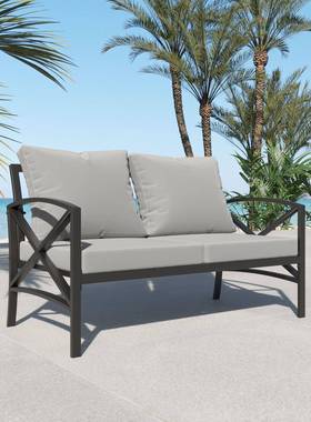 合外休闲铁艺户沙发组花园酒店商59065务接待沙发防水工业风铁架座椅