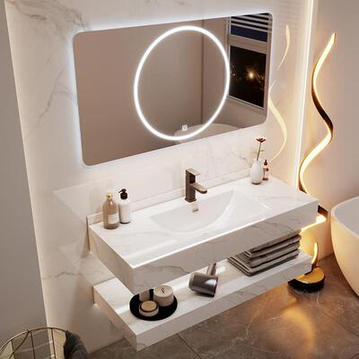 Y轻奢酒店风岩板组陶瓷无缝盆浴室柜合现9503漱代简约智能镜柜洗