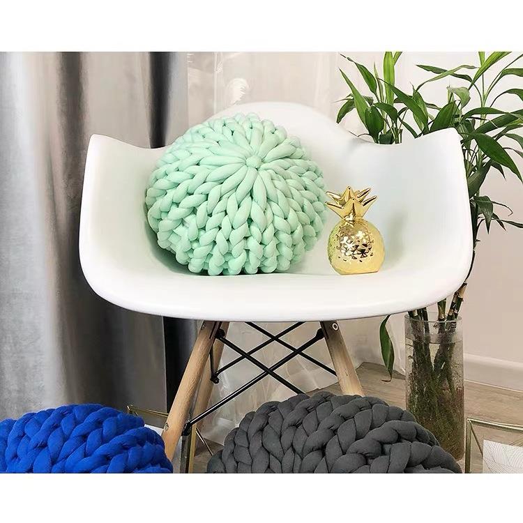 编新款布条线织圆形bz-0024编抱枕沙发靠枕cm布条粗织毯子抱枕