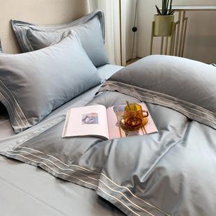 轻人奢100长绒棉四件XR 05套全棉纯支色套纯棉贡缎双被床上用四季