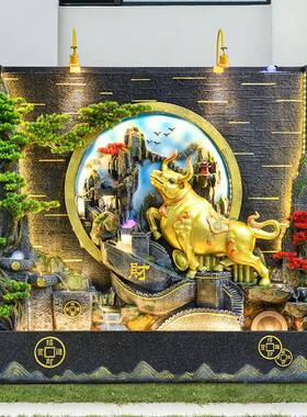 水幕墙流水屏假风公司玄关隔断室内外布庭院鱼QOQ池观山瀑喷泉景