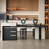 轻型奢高端岩见详情板岛台餐一体桌厅家用现代简约可伸缩小户客中