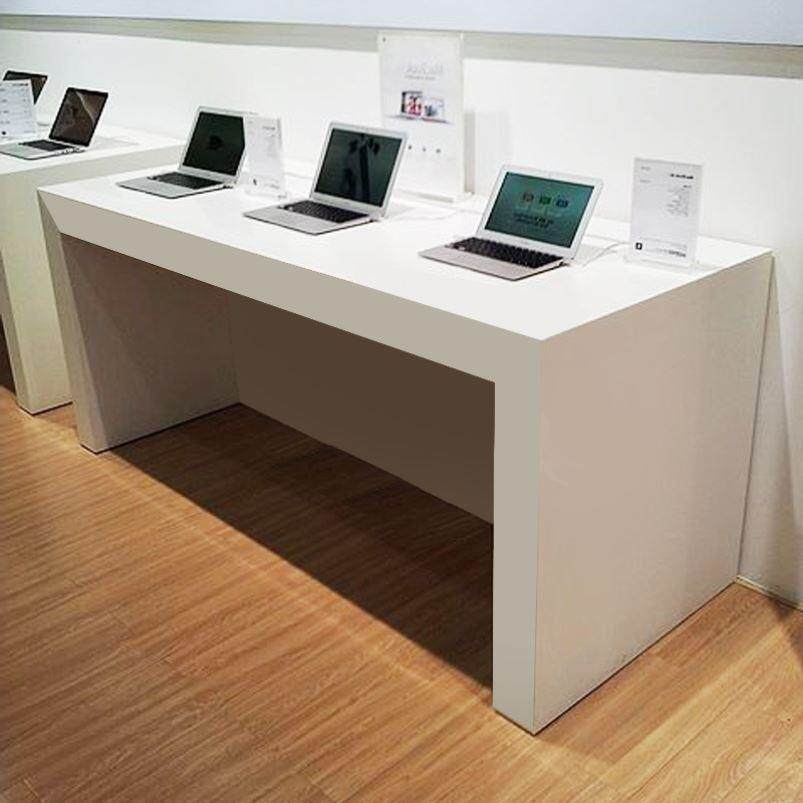 木质手机体验电台展桌码平板QCV桌白色烤示漆智能数锁桌子脑摆设