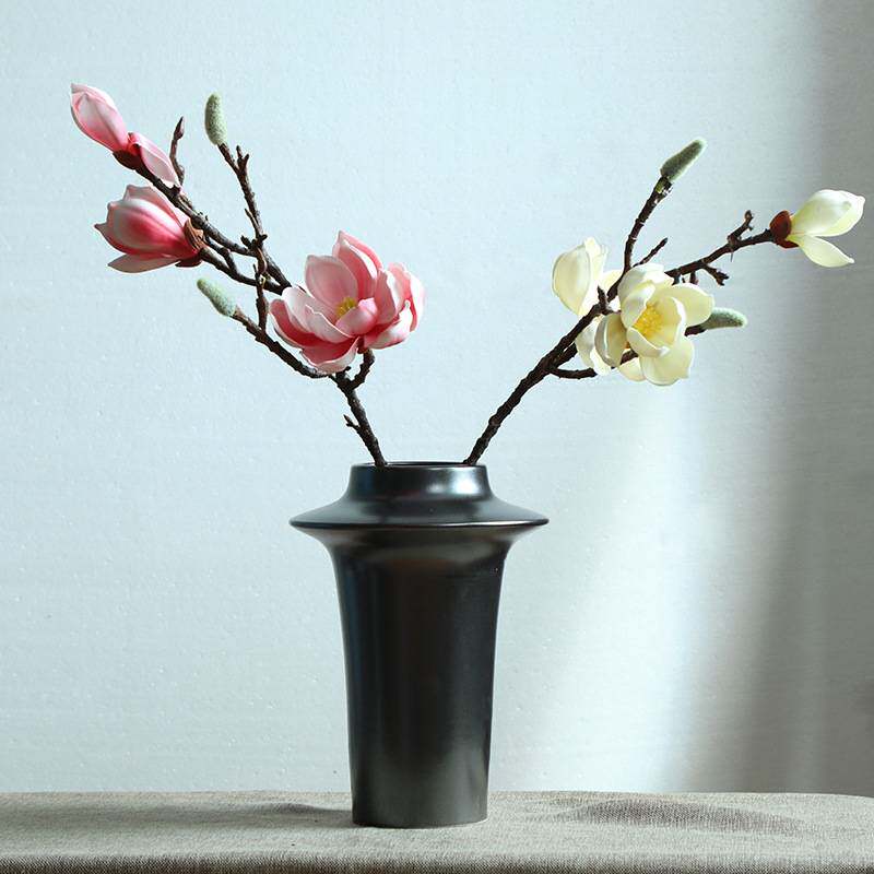 手工陶艺粗陶花器干花插花摆件禅意茶室花瓶陶瓷花盆陶泥陶罐