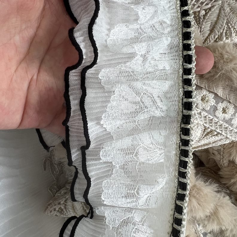 边立窗纱刺绣蕾丝花边沙发侧边卧室窗帘拼接浪漫木耳复古黑白法式