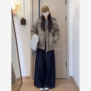 韩系时尚短款面包服棉衣女款冬季设计感加厚保暖羽绒棉服连帽外套