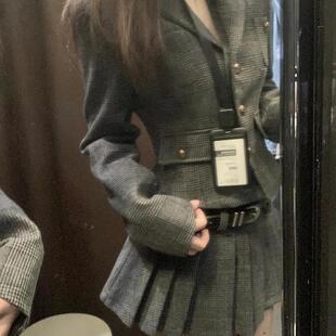 韩系富家千金小香风套装女秋冬新款高级感小个子穿搭学院风两件套