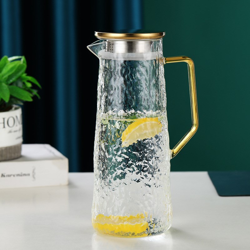 玻璃冷水壶大容量锤纹q玻璃杯带把手水杯茶杯家庭喝水杯子家用茶