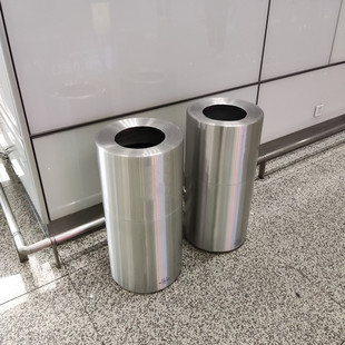 垃圾桶直投圆形大号收纳桶生鲜超市专用卫生桶定Z制log 不锈钢港式