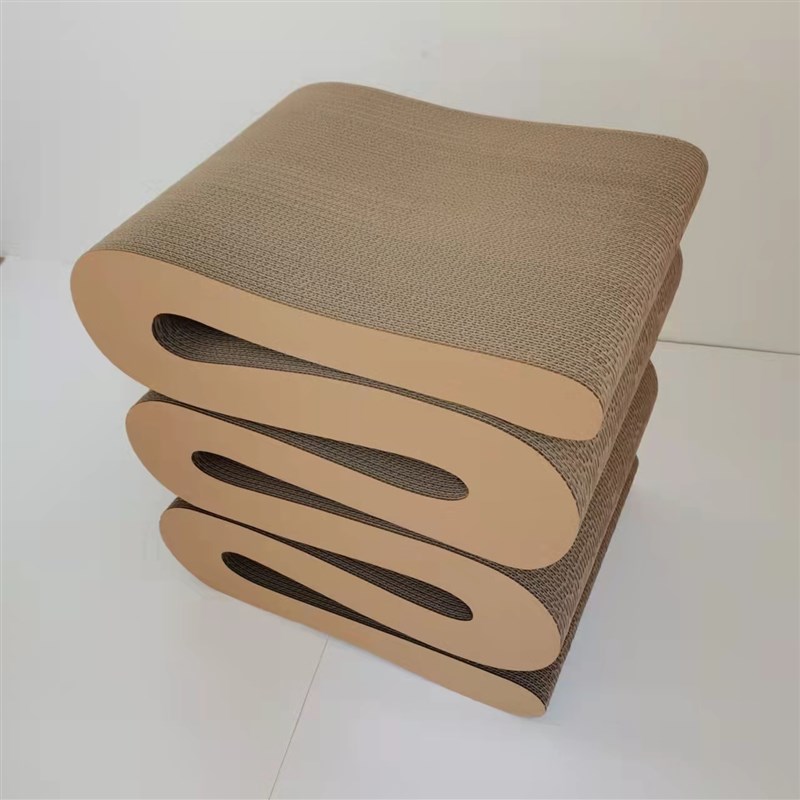 瓦楞纸家具S型凳子换鞋凳纸质凳子软装家具样板房凳子