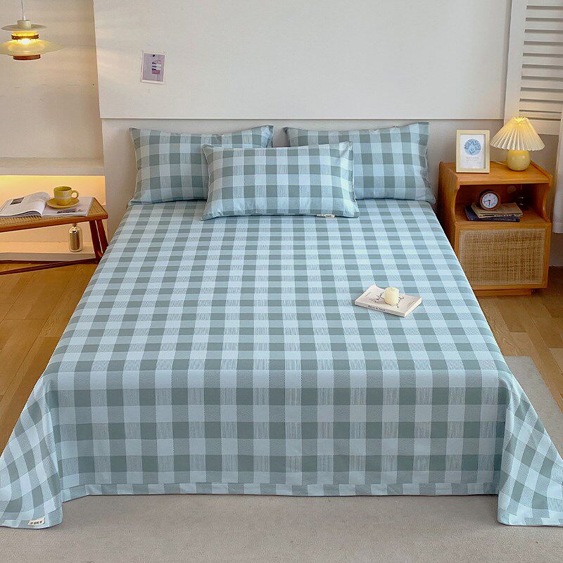 a类加厚老粗布床单单件纯棉100全棉格子老布被单三件套夏凉感睡单