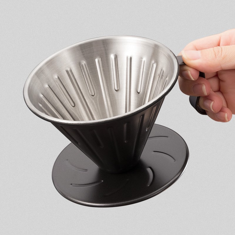 304不锈钢手冲咖啡过滤杯滴漏式V型咖啡 冲杯V60咖啡器具配件大号