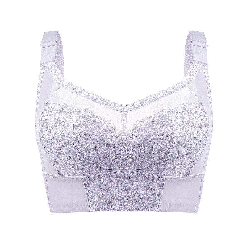 全罩杯无钢圈大胸显小薄款文胸透气防外扩调整型内衣