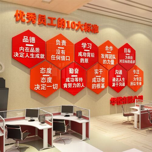 办公室氛围布置装饰员工励志标语公司F进门形象墙企业文化墙面贴
