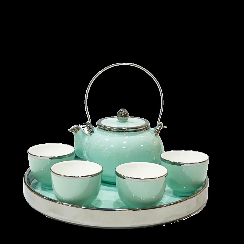陶瓷茶具水具套装家用大容量陶瓷提梁功夫简约茶壶茶杯茶盘