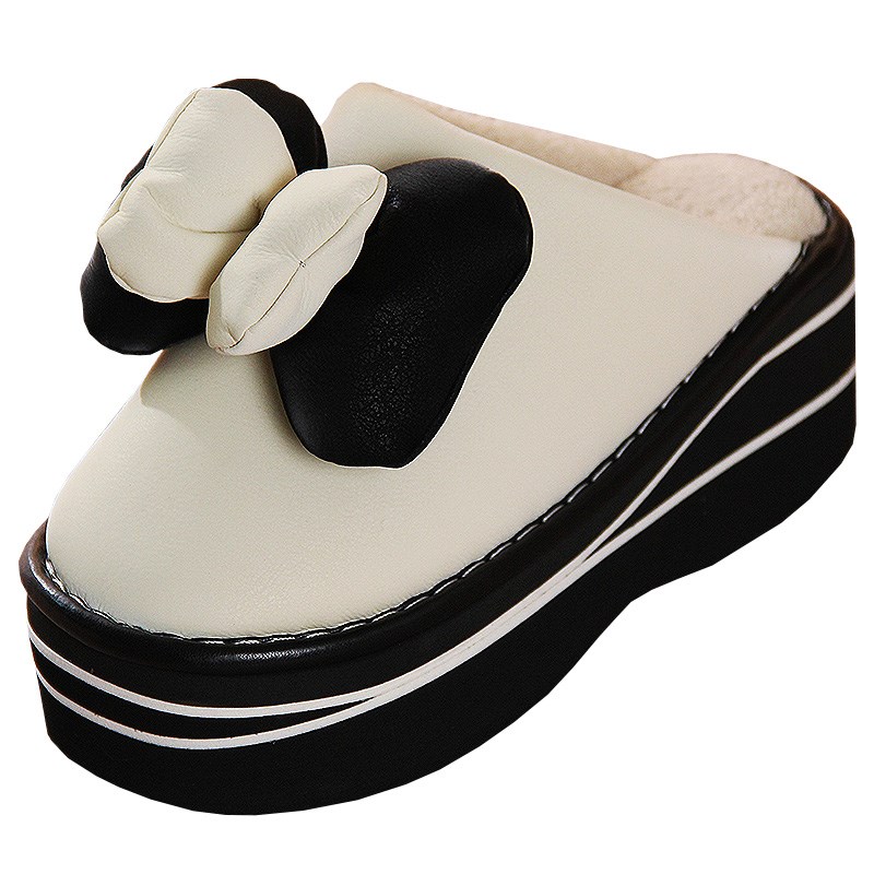 手工棉拖鞋女士冬保暖加厚底增高跟绵拖家居家室内防水防滑泡沫底