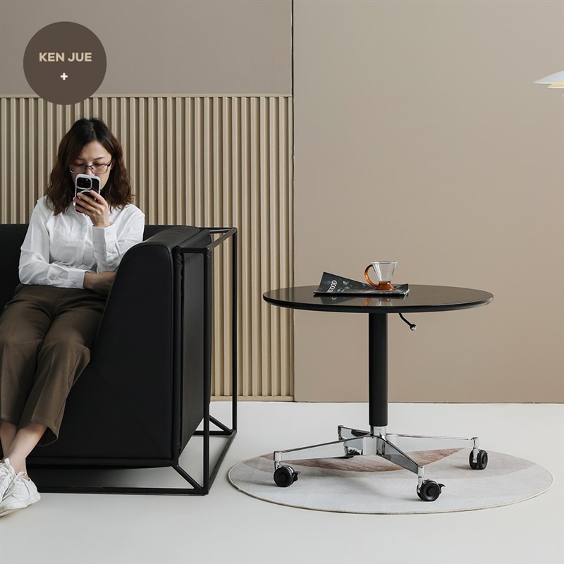 简约现代移动升降岩板茶几餐桌多功能小圆桌边几阳台咖啡桌洽谈桌