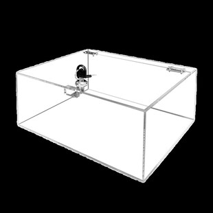 压克力透明展示盒带锁收纳柜保管箱上锁翻盖铰链收纳箱盒子定订制