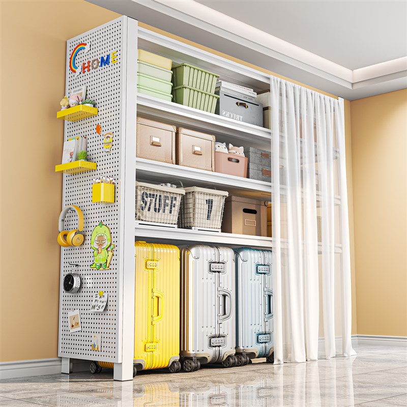 洞洞板置物架货架k多层落地阳台防尘帘置物架展示架厨房收纳铁架