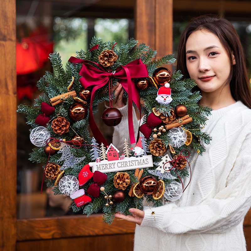 新款圣诞节装饰花环倒挂树门挂圣诞树装J饰客厅家用氛围布置挂饰