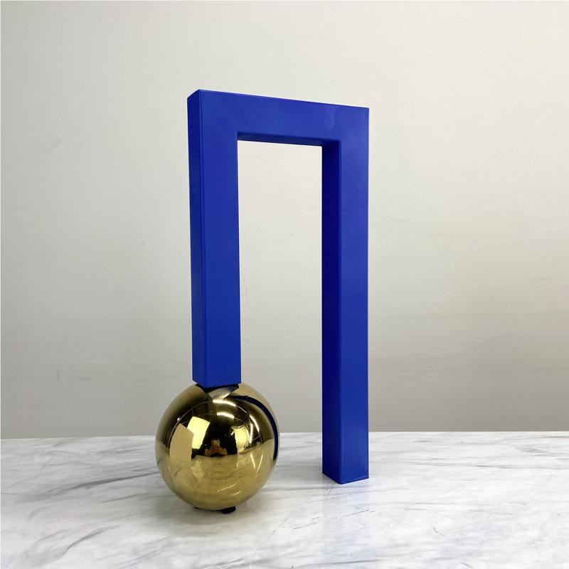 代简约圆球蓝门色框架Z00249摆件特G艺殊几何天现造型样板房桌面