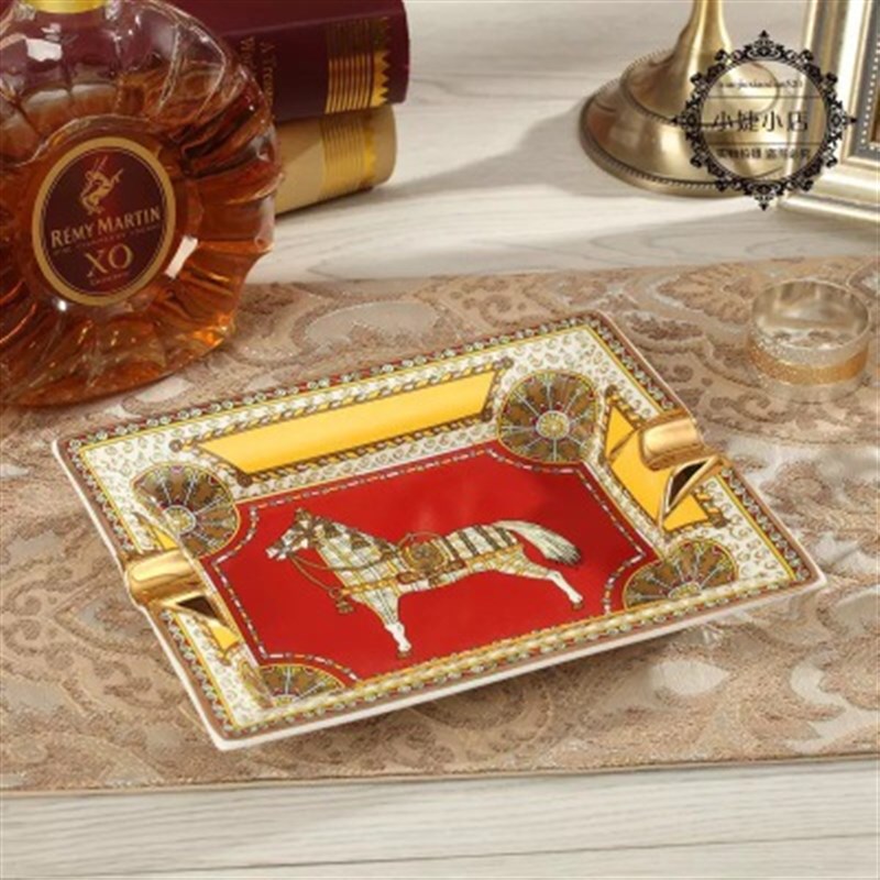 陶瓷烟灰缸 会所个性时尚客厅大号家用J烟缸欧式装饰品酒店摆件