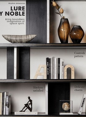 样板间书房书柜摆件意式轻奢极简高级感花瓶客厅电V视柜家居装饰