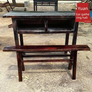 七八十年代老式课桌民俗怀旧学生课桌椅覆古旧家具影视道具摆件