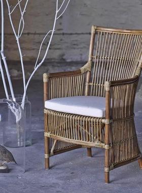 东南阳亚藤高靠背椅椅藤椅82467天然真藤编椅单人台餐休闲民宿餐