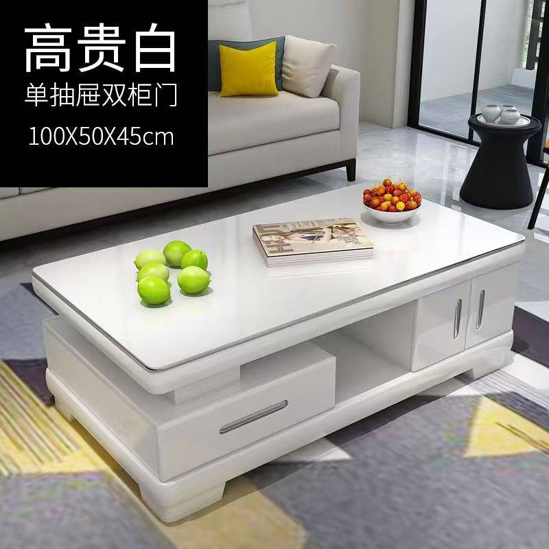 现代简约钢琴烤漆茶几桌钢化玻璃面家用客厅小户型茶几电视柜组合