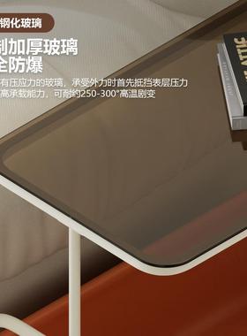 轻奢jjt-352客厅边创多功能小推车边几奶风玻璃茶几网红意卧室床